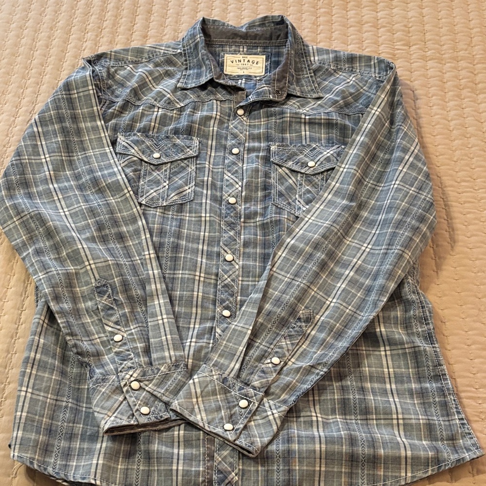 BKE Vintage Blue Plaid Men's Shirt